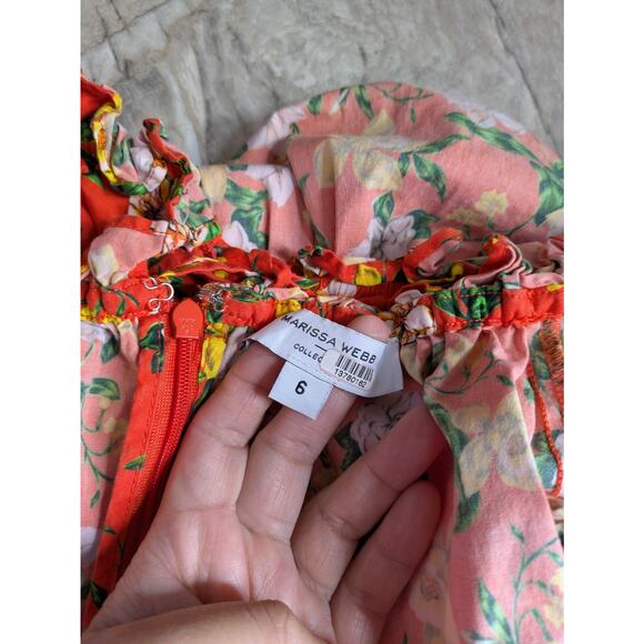 Marissa Webb Floral Print Blouse Women's Size 6 Ruffle Sleeve V Neck Spring - Picture 5 of 6